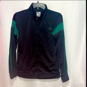 Adidas Boys' Basic Long Sleeve Iconic Tricot Jacket Black Green Large (1…